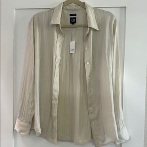GAP Boyfriend Shirt Cream Button Down Blouse